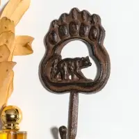 Крючок настенный &laquo;След медведя и медведь&raquo;, ключница декоративная, чугун, 18.5&times;10.5&times;3.5 см