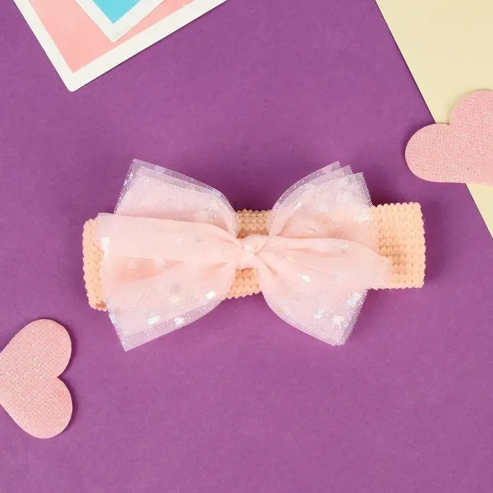 Повязка для волос Повязка для волос "Выбражулька" неон пышный бант, 16х3 см, розовый