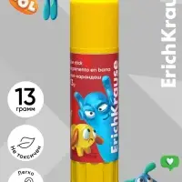 Клей-карандаш, ErichKrause EasyStick Jolly Friends, PVP, экономичный расход, 13 г, МИКС