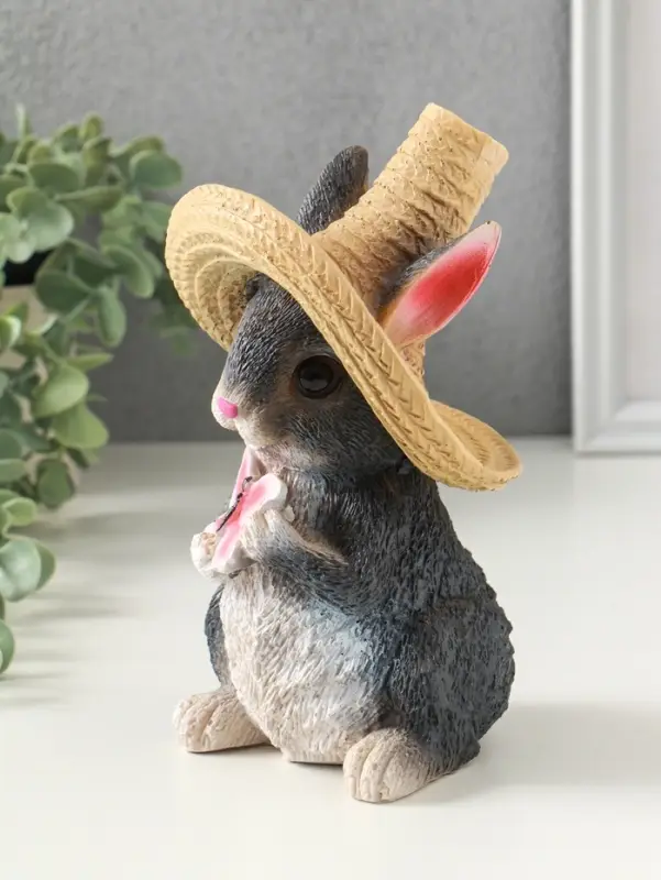 Копилка Копилка "Зайчик в шляпе с бабочкой" 19х13х12 см, серый