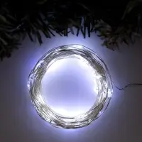 Гирлянда &laquo;Нить&raquo; 10 м, роса, IP20, серебристая нить, 100 LED, свечение белое, мерцание белым, 12 В