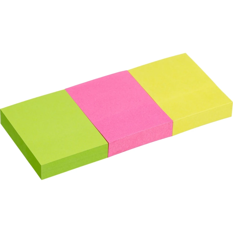 Стикеры  с клеев.краем 38x51 мм, 100л в блоке, неон 12 бл