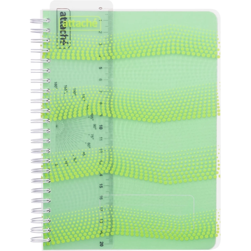 Бизнес-тетрадь WAVES А5 100л. ATTACHE клет,спир,пласт,заклад,цв.зеленый
