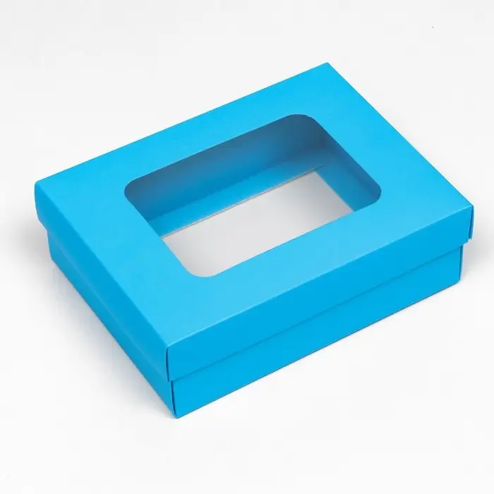 Коробка подарочная складная, упаковка, крышка - дно, с окном, бирюзовая, 16.5×12.5×5.2 см Коробка подарочная складная, упаковка, крышка - дно, с окном, бирюзовая, 16.5×12.5×5.2 см