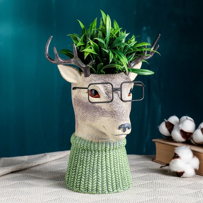 Кашпо - ваза  Кашпо - ваза "Олень в очках" 22х15х26см