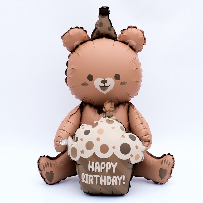 Воздушный шар фольгированный 23 Воздушный шар фольгированный 23" «Мишка с тортом», фигура