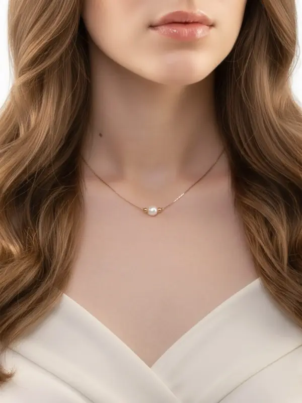 Кулон на цепочке &laquo;Жемчужина&raquo;, белый в золоте, 39 см