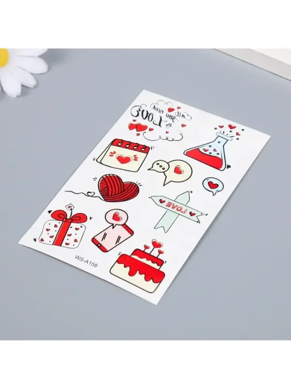 Переводные тату цветные «Праздник любви», временные татуировки, 12×7.5 см