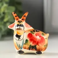 Фигурка фарфор &laquo;Коза большая&raquo;, 7 см, гжель, цветная, МИКС