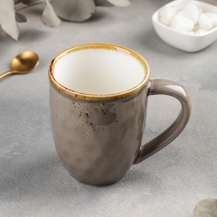 Кружка фарфоровая Magistro «Церера», 400 мл, цвет коричневый Кружка фарфоровая Magistro «Церера», 400 мл, цвет коричневый