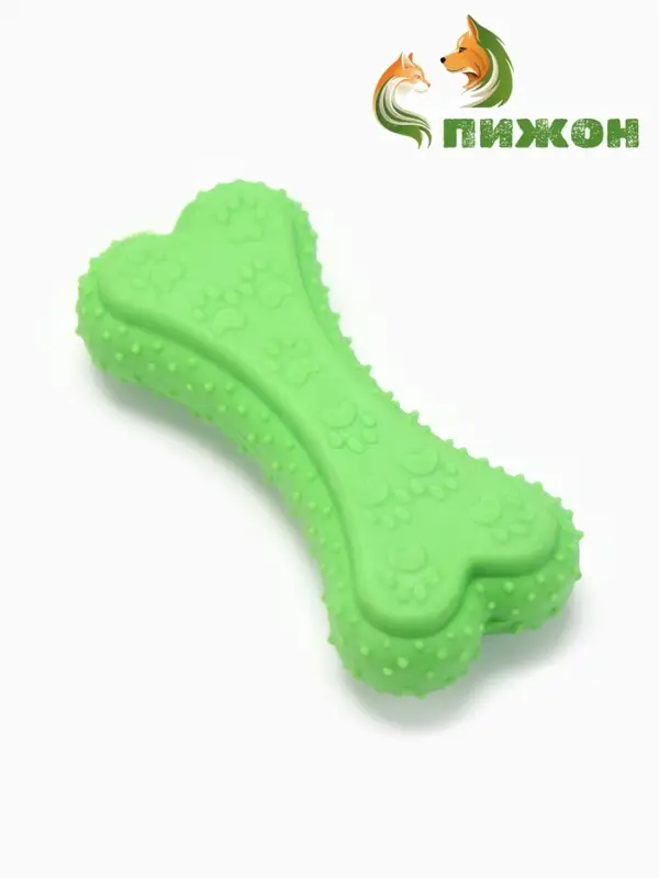 Жевательная игрушка для собак &laquo;Объемная кость с лапками&raquo;, 12 с, TPR, зелёная