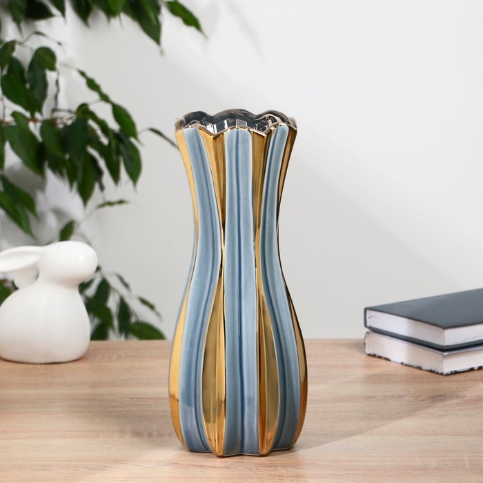 Керамическая ваза для цветов, сухоцветов &laquo;Поли&raquo;, настольная, 29.5 см, голубой