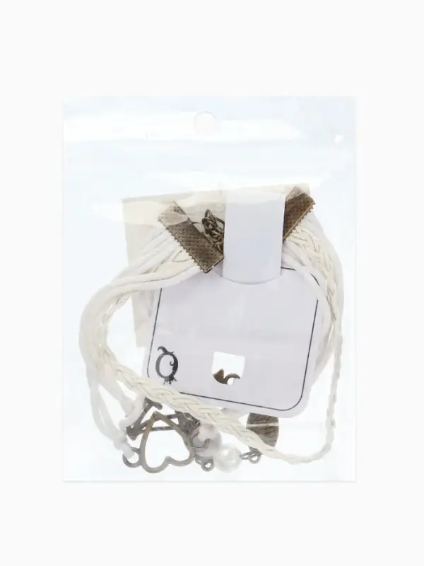 Браслет кожаный &laquo;Сердце, кошка и крылья&raquo;, L=17 см, белый