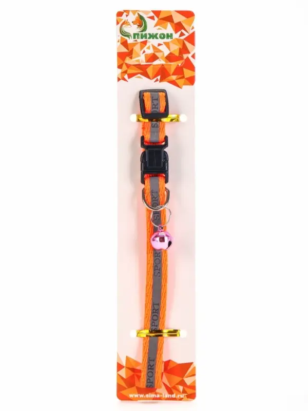 Ошейник Ошейник "Спорт" со светоотражающей полосой, 31 х 1 см, оранжевый