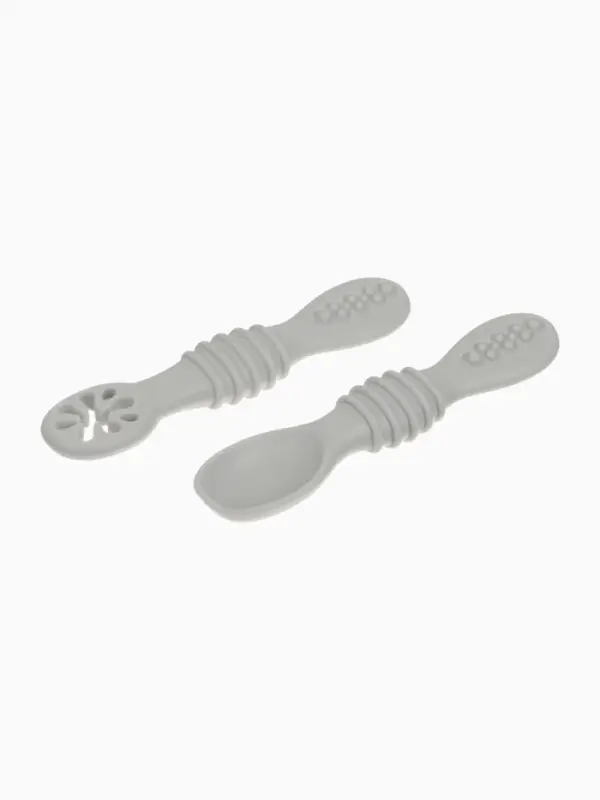 Ложка детская для прикорма, силикон, набор 2 шт., серый M&B