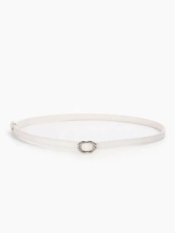 Ремень женский, узкий, 1.4&times;105 см, металлическая пряжка, белый