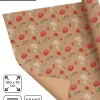 Бумага упаковочная крафт &laquo;Розовые цветочки&raquo;, 70&times;100 см