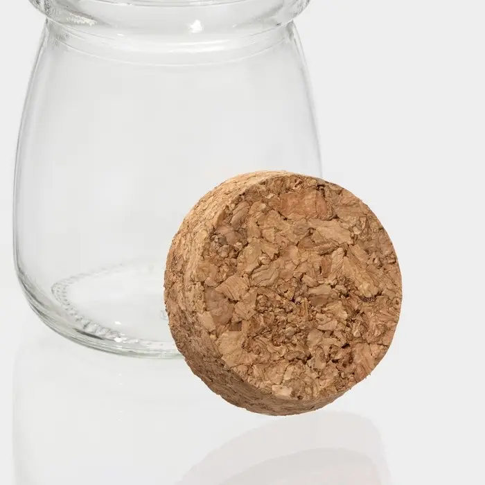 Банка для сыпучих Доляна «Парфе», 100 мл, 5.7×7 см, с пробковой крышкой, стекло, прозрачная