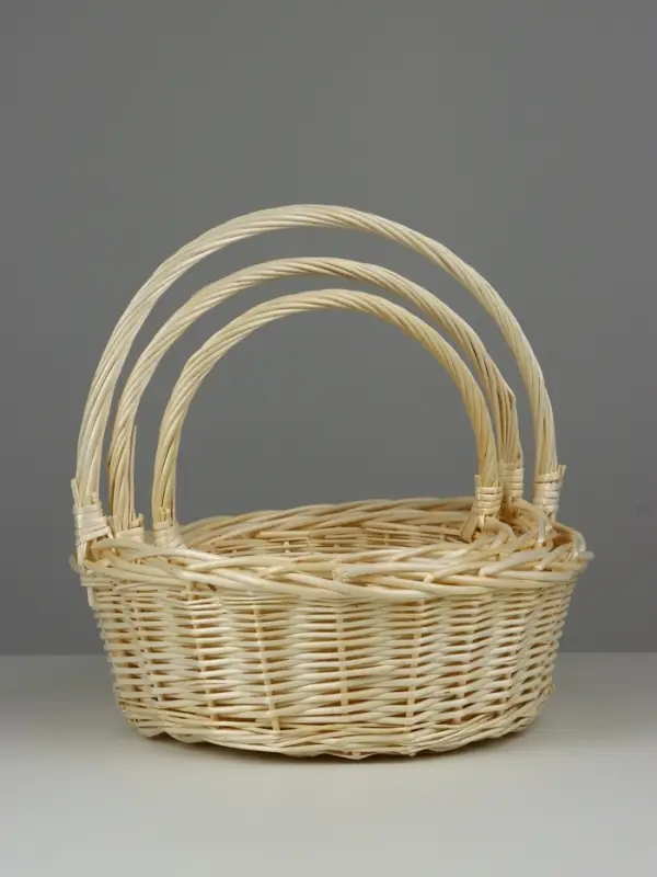 Набор корзин (ива), D43 H15 HH40 b35, D37 H14 HH35 b30, D30 H11 HH30 b24, 3 шт., выбеленный