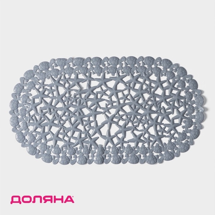 Коврик противоскользящий в ванну на присосках Доляна «Прибрежье», 38×66 см, цвет серый Коврик противоскользящий в ванну на присосках Доляна «Прибрежье», 38×66 см, цвет серый