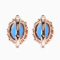 Серьги со стразами &laquo;Эдель&raquo;, овал кружево, синие в розовом золоте