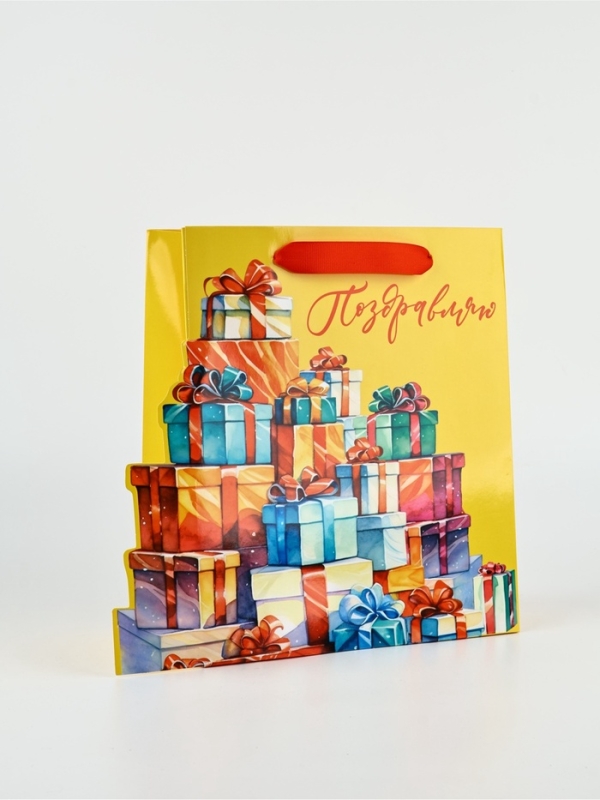 Пакет подарочный ламинированный &laquo;Поздравляю&raquo;, подарки,  23 &times; 11,5 &times; 27 см