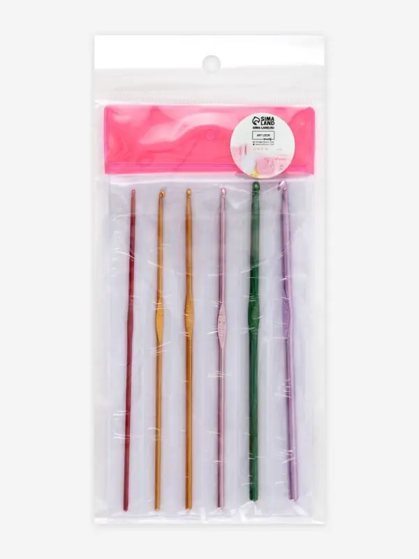 Набор крючков для вязания, d=2-4.5 мм, 14.5 см, 6 шт., разноцветный