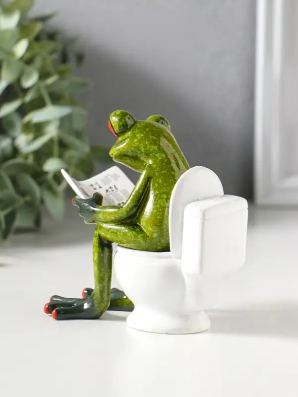 Сувенир полистоун лак "Лягушонок на унитазе с журналом" 10,5х6х10,5 см