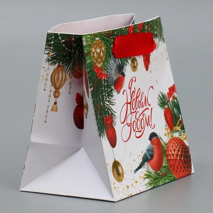 Пакет подарочный новогодний ламинированный квадратный «Яркие краски», 14 х 14 х 9 см