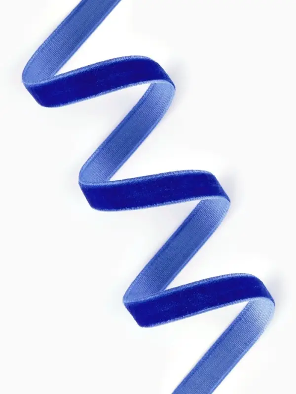 Лента бархатная, 10 мм, 18&plusmn;1 м, синяя №47