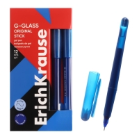 Ручка гелевая ErichKrause G-Glass Stick Original, игольчатый узел 0.5 мм, чернила синие, длина линии письма 1000 метров