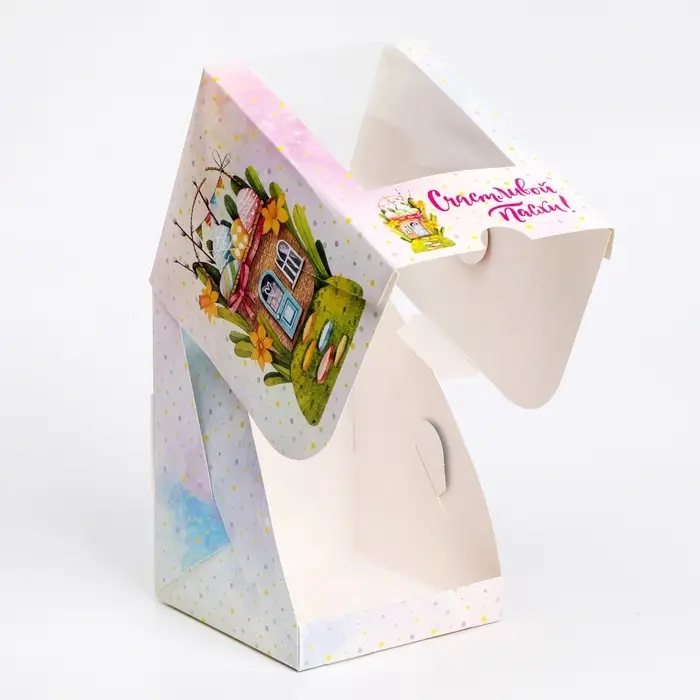 Коробка подарочная пасхальная с окном &laquo;Пасхальный домик&raquo;, 12.5&times;9.5&times;9.5 см