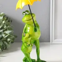 Фигурка полистоун лак &laquo;Лягуха с сыном под зонтом&raquo;, 22.5&times;9&times;11 см