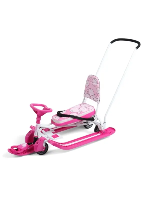 Снегокат &laquo;Котики&raquo;, с родительской ручкой, со спинкой, розовый, ТС6-СЛ/К Snow Cat