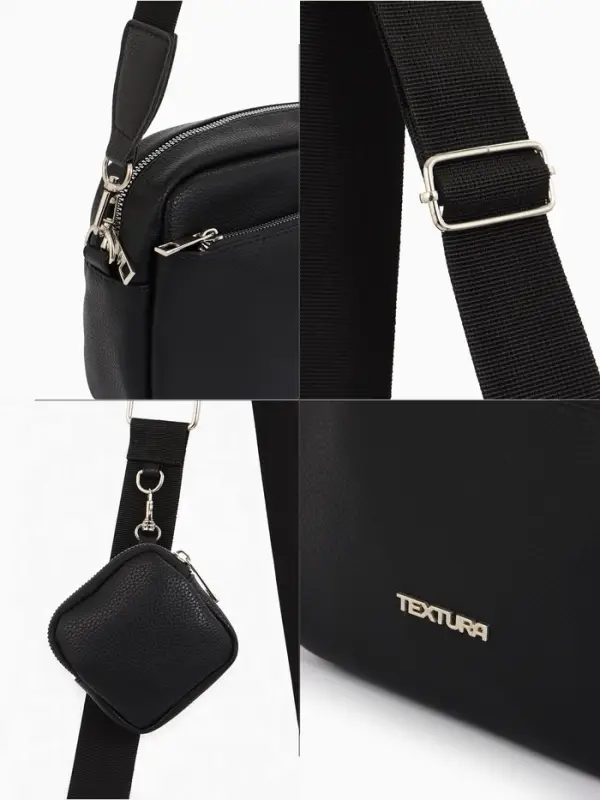Сумка женская кросс-боди TEXTURA на молнии, 16&times;7&times;17 см, чёрная