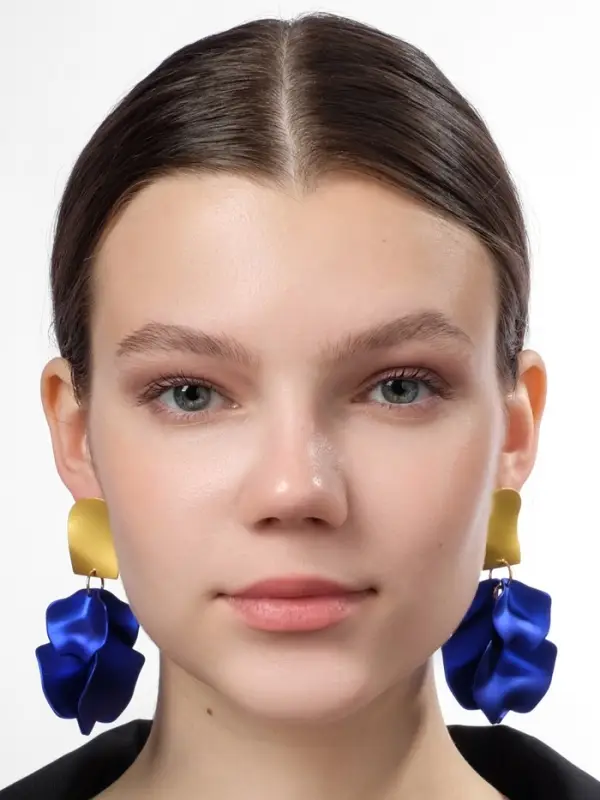 Серьги ассорти &laquo;Ветер&raquo;, неровность, цвет сине-золотой