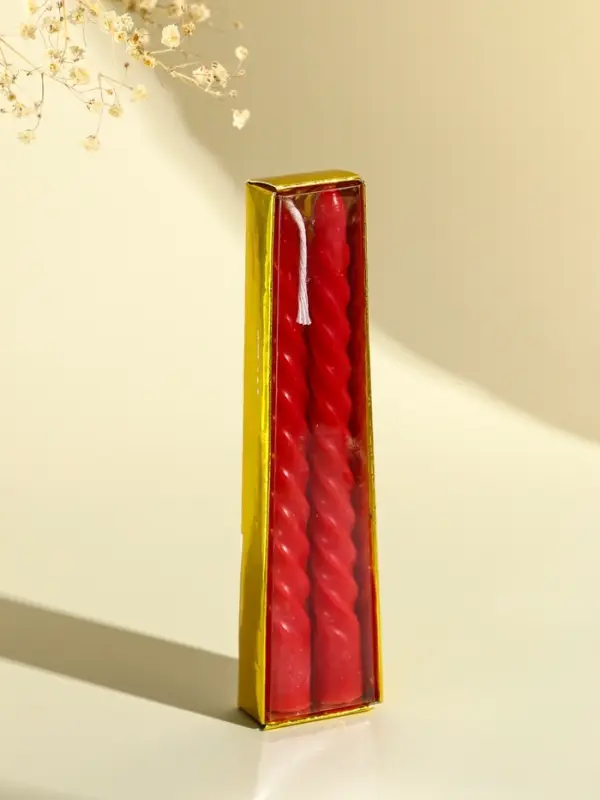 Набор свечей витых, 1.5&times;15 см, 2 шт., красный