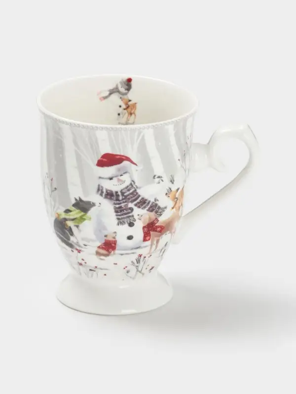 Кружка новогодняя «Снежные забавы», 300 мл, керамика, подарочная упаковка, белая
