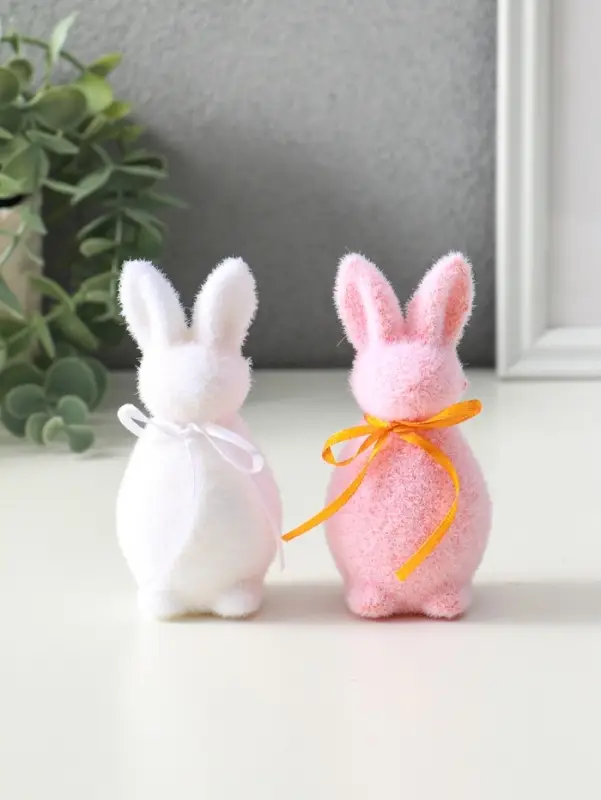 Декор пасхальный Декор пасхальный "Два кролика с бантиками" набор 2 шт 4х4,5х10,5 см