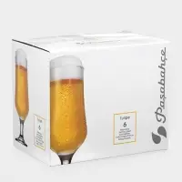 Пивные бокалы Paşabah&ccedil;e Tulipe, 370 мл, набор 6 шт., стекло, прозрачные