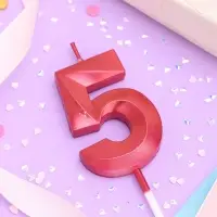 Свеча в торт на шпажке «Цифра 5», красная, 5 см