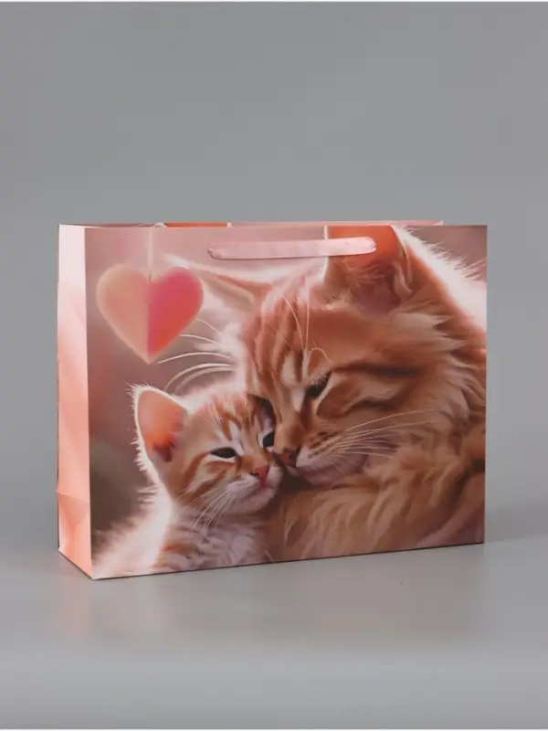 Пакет подарочный ламинированный горизонтальный &laquo;Котики&raquo;, 40&times;31&times;11.5 см