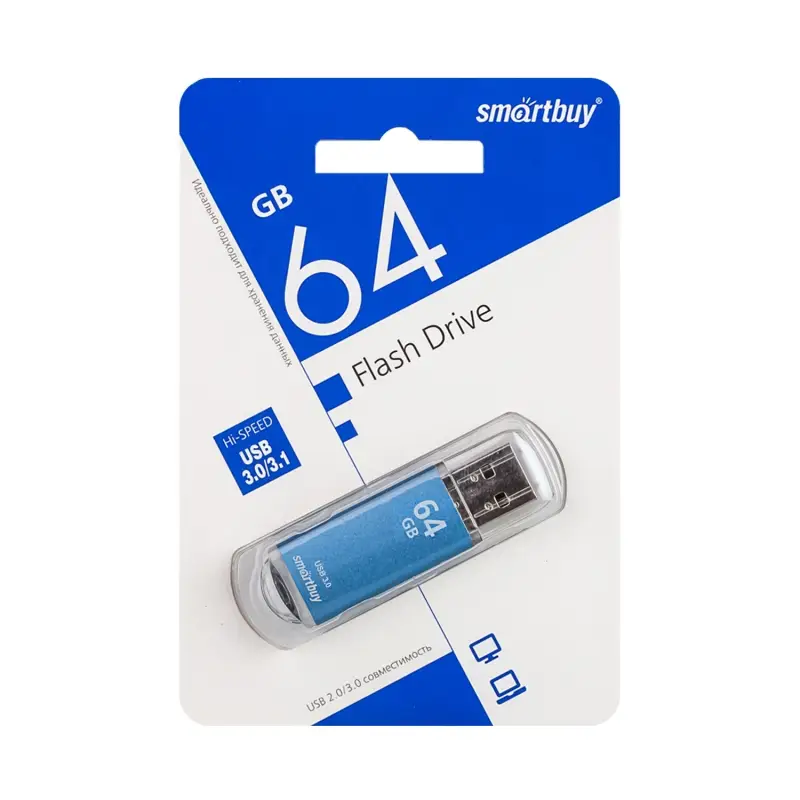 USB накопитель 64 GB Smart Buy V-Cut Blue USB 3.0