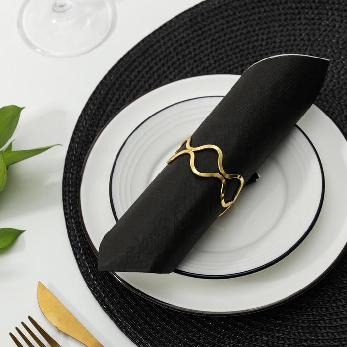 Кольцо для салфетки «Две линии», 5,5×2,5 см, цвет золотой