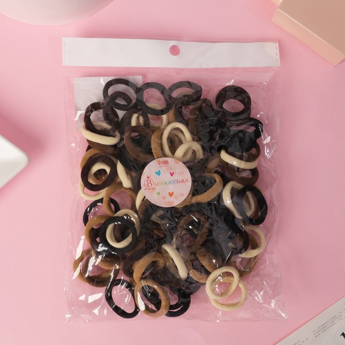 Резинка для волос Резинка для волос "Махрушка спорт" (набор 100 шт) 2,5 см, коричневые тона