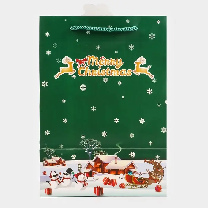 Пакет подарочный ламинированный с окном «Новый Год», тиснение, 18×25×13 см, зеленый Пакет подарочный ламинированный с окном «Новый Год», тиснение, 18×25×13 см, зеленый