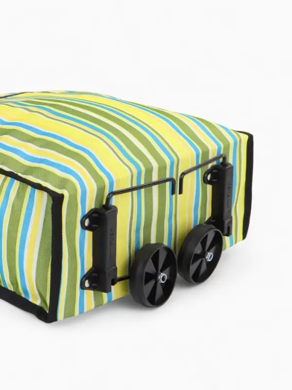 Сумка тележка хозяйственная &laquo;Полосы&raquo;, складная, на липучке, 2 колеса, 32&times;13&times;52 см, зелёная