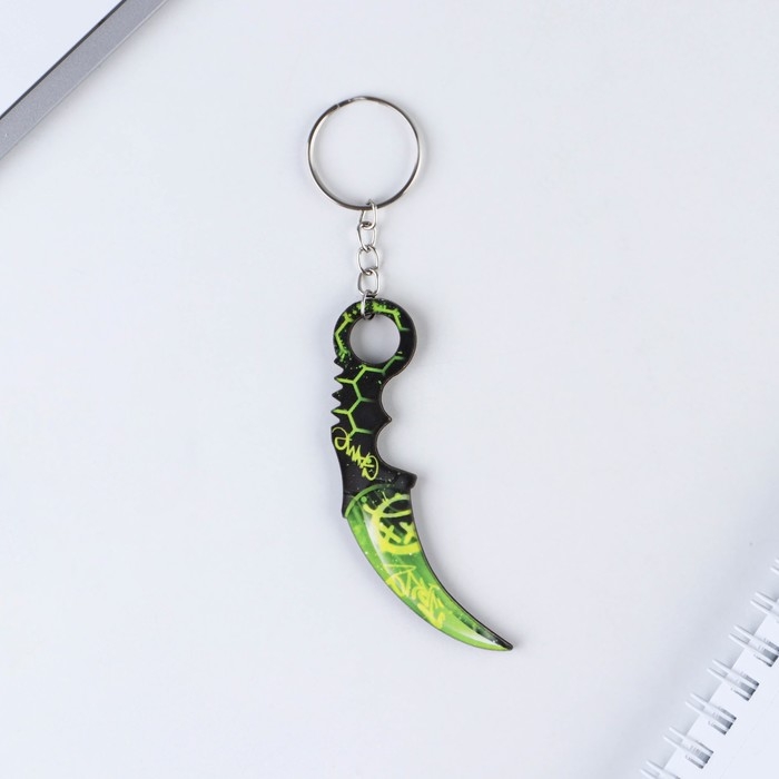 Брелок для ключей деревянный  Брелок для ключей деревянный "Керамбит", зеленый, 3 х 8 см