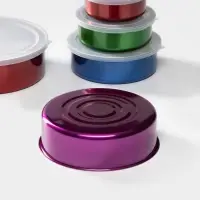 Набор контейнеров из нержавеющей стали &laquo;Радуга&raquo;, 5 шт.: d=18/16/14/12/10 см, с крышками, МИКС