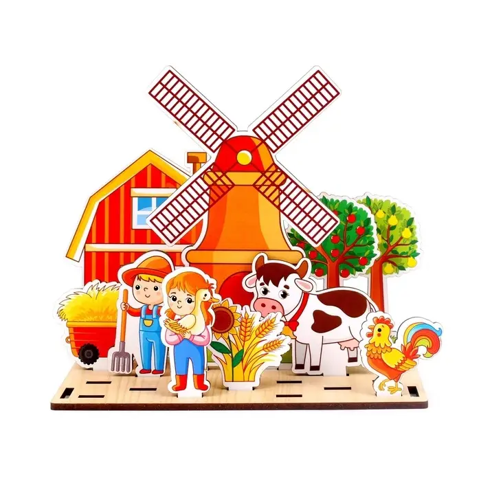 Настольная игра WoodLand Toys &laquo;Панорама. Ферма&raquo;, 32 детали